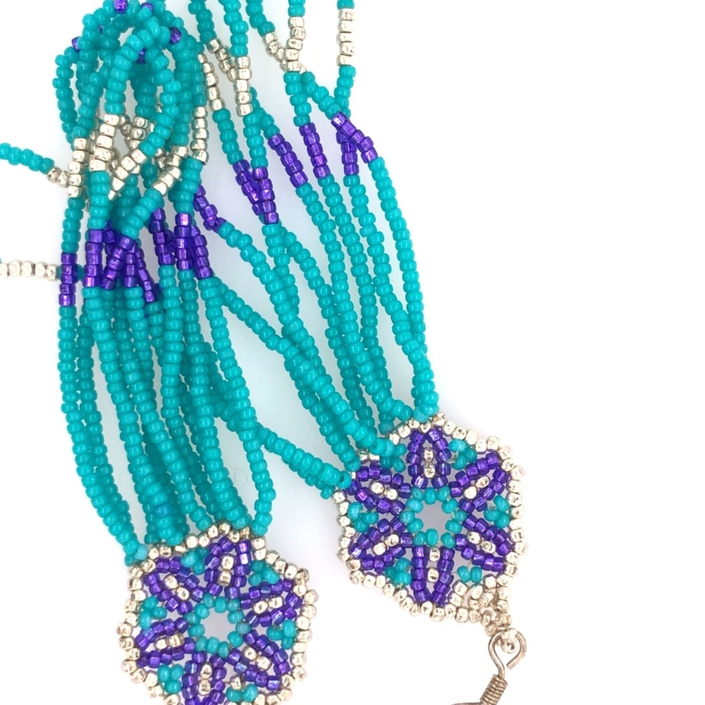 Hand-beaded Dangly Earrings - Picture 5 of 5